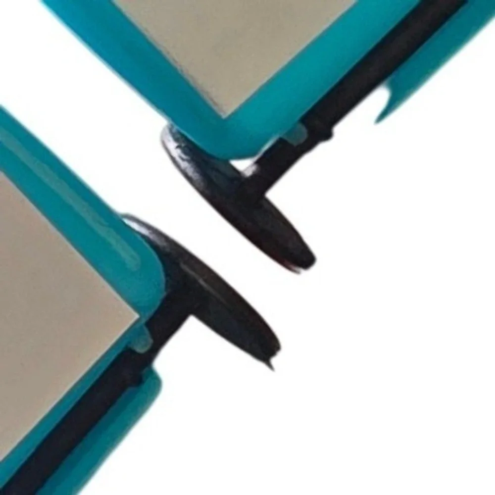 Set of 2 teal blue Mini Trash Can Recycling Bin plastic pencil holder wheels 5.5